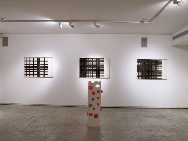 Works by Gabi Klasmer at the exhibition "Who is Content and Lives?", 2015 (installation view at the Givon Art Forum, Tel Aviv)