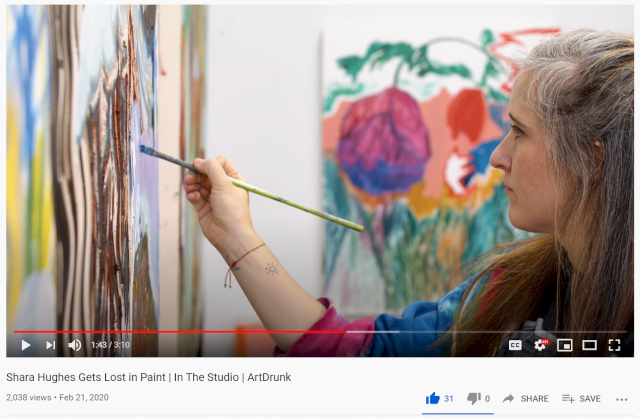 Still from Shara Hughes interview on ArtDrunk's YouTube