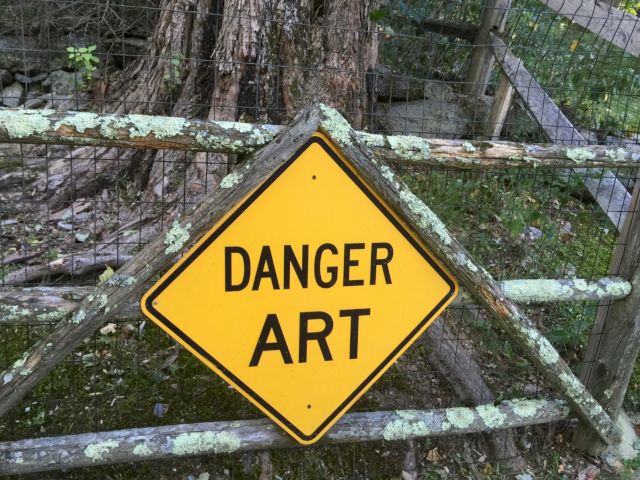On a gate at Buckhorn Sculpture Park