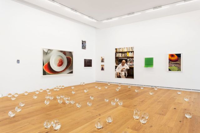 Installation view / WOLFGANG TILLMANS, New York installation PCR, 533 NE, 2015; RYAN GANDER, A sheet of paper on which I was about to draw, as it slipped from my table and fell to the floor, 2008. Photo: Bruno Lopes