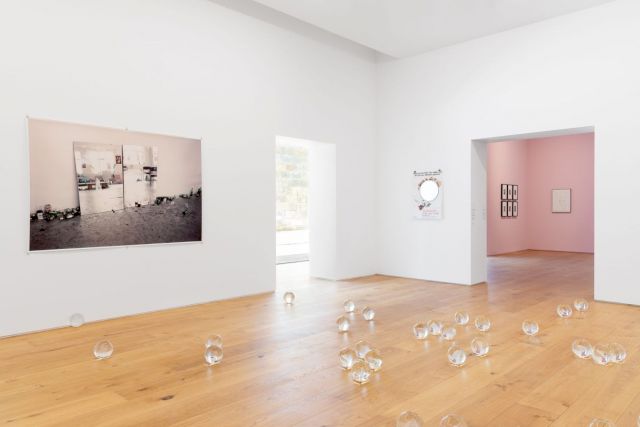 Installation view / WOLFGANG TILLMANS, New York installation PCR, 533 NE, 2015; RYAN GANDER, A sheet of paper on which I was about to draw, as it slipped from my table and fell to the floor, 2008. Photo: Bruno Lopes