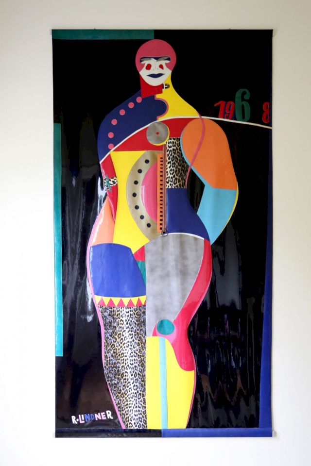 "Woman with Zipper" (Betsy Ross Flag and Banner Company Inc ed. of 12 vinyl appliqué with zipper 229X122cm), by Richard Lindner, 1968