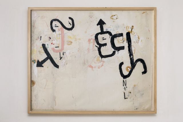 Jannis Kounellis, Without Title, 1960, mixed media on paper laid down on canvas. Collection Martin Z. Margulies