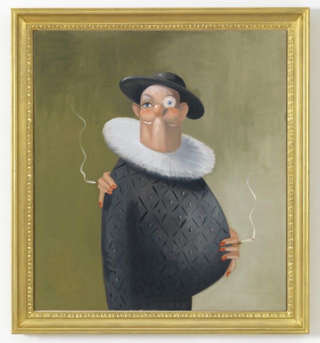 George Condo, The smoking bum, 2008, oil on canvas, 101 × 91 cm