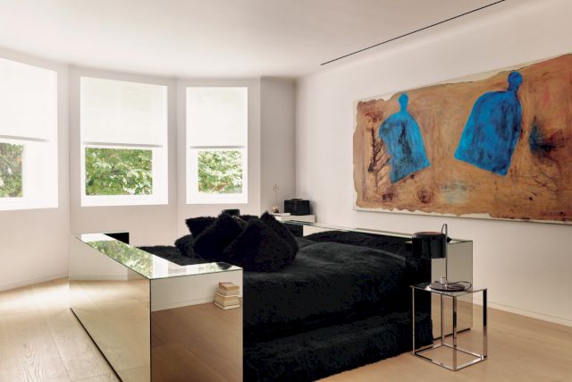 Kensington, London, 2021; Nanda Vigo's bed; Michaela Eichwald, Urbi et Orbi, 2017. Photo by Michael Sinclair