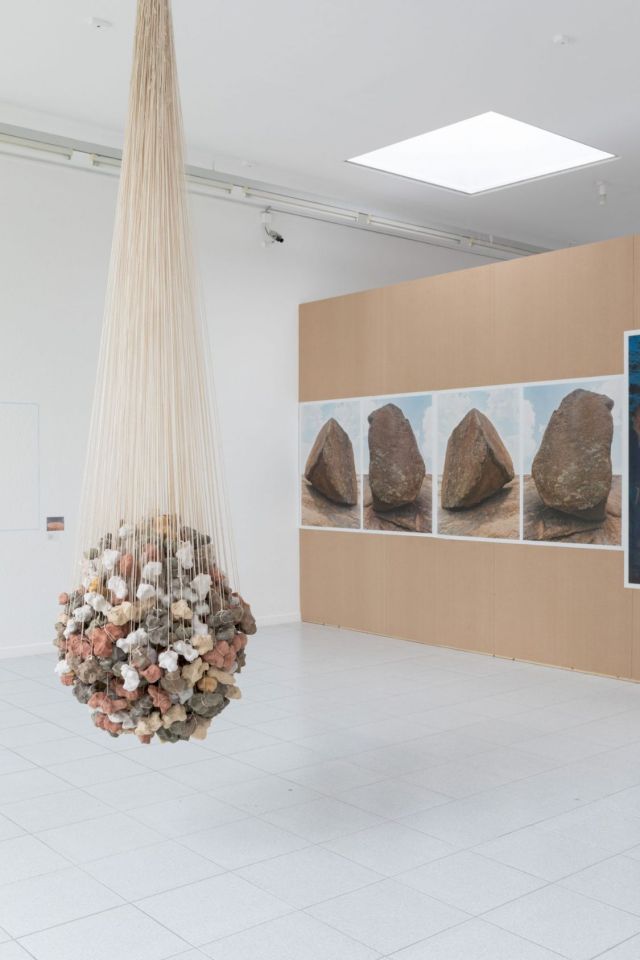 (l-r) MICHEL FRANÇOIS with Solitaires, 1991. Matthys-Colle Collection / Museum Dhondt-Dhaenens; Posters (Selection), 1994-2005. Museum Dhondt-Dhaenens. Photo: Rik Vannevel