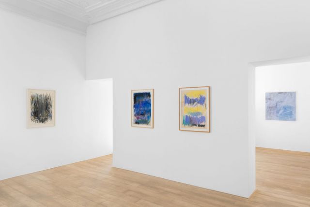Exhibition view SUN WOMEN, 2019. JOAN MITCHELL, Tilleuls, 1978, Gift from the artist to Mr Guy Bloch-Champfort; JOAN MITCHELL, Sans titre, 1978-1979, Private Collection; JOAN MITCHELL, Sans titre, 1978-1979, Private Collection. Photo: Courtesy HV Photography
