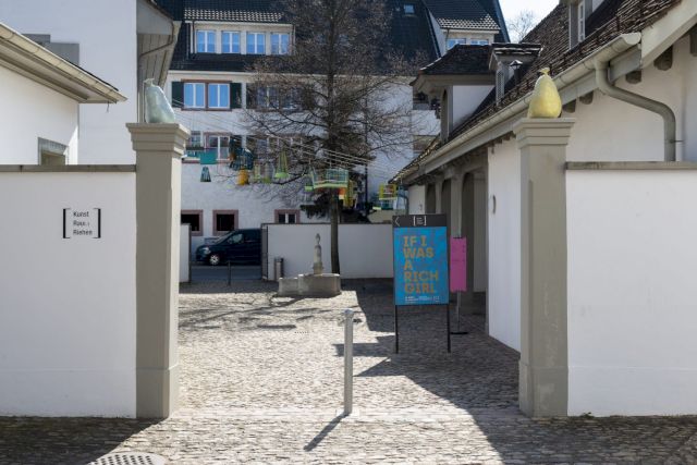 CLARE KENNY, If I was a Rich Girl, Courtyard at the Kunstraum Riehen. Photo: Nici Jost