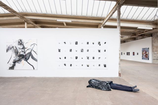 (l-r) VILLE KYLÄTASKU, Meeting with Freud II, 2016; DOUGLAS KOLK, Joseph, 1992; GREGOR SCHNEIDER, Man with cock, 2004. You are here (installation view), Werkschau, Spinnerei Leipzig. Photo: Falk Messerschmidt