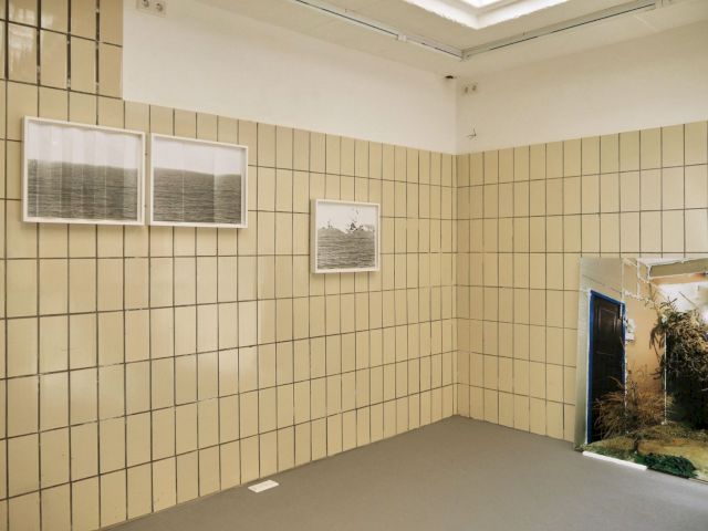 "Stadt Land Name Titel", 2014 at Schlachthaus with works by ANALIA SABAN & ANNE HARDY (installation view). Courtesy Johanna & Friedrich Gräfling, sammlung FIEDE