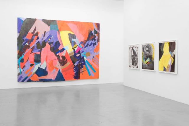 (l–r) KIRSI MIKKOLA, Untitled, 2012; Black & White, 2013; Untitled, 2013; Untitled (Yellow Wing), 2013