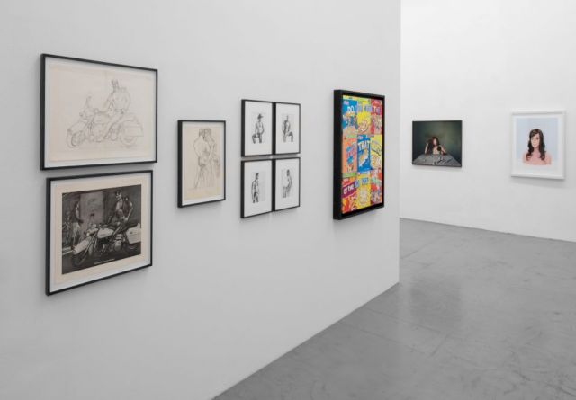 (l–r) TOM OF FINLAND, The Pits finished, 1982; Preparatory Drawing, 1982; Preparatory Drawing, 1988; California Men ’84 print set (4 drawings), 1984; JANI LEINONEN, Truth or Lie, 2012; DENISE GRÜNSTEIN, Déjà Vu, 2014; AURORA REINHARD, Brown Haired Girl, 2010-12. © 2017 VG Bild-Kunst, Bonn