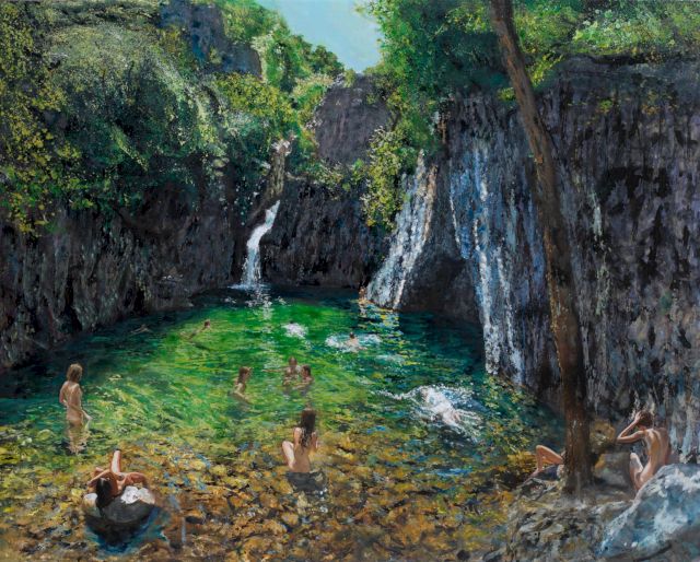 Maria Filopoulou, Initiates, 2011, oil on canvas, 159 x 200 cm. The Sotiris Felios Collection. Photo: Vaharidis Studio