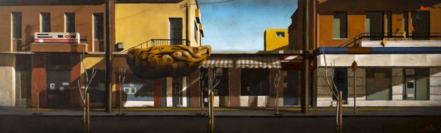 Dimitris Hantzopoulos, Untitled, 2012, oil on wood, 30.5 x 100 cm. The Sotiris Felios Collection. Photo: Vaharidis Studio