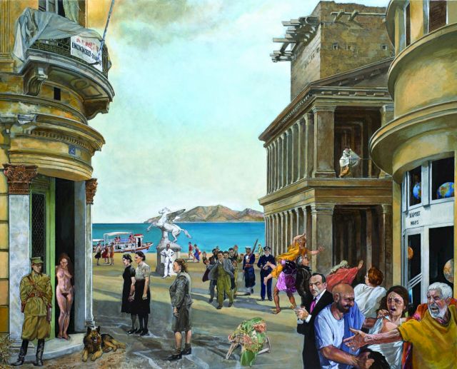 Alecos Levidis, On the Eve of Capitulation, 2019, mixed media, 87 x 107 cm. The Sotiris Felios Collection. Photo: Ellie Economou