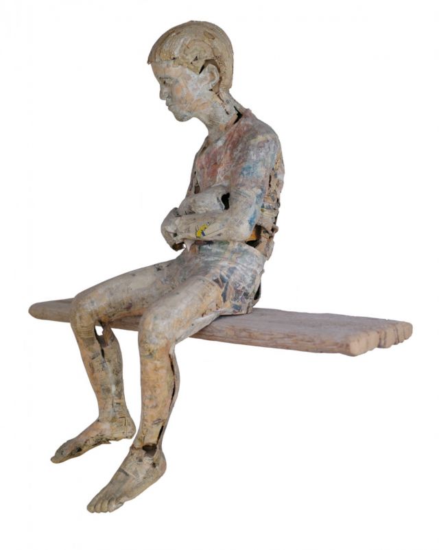 Vally Nomidou, Under the Cosmic Light, 2000, paper construction with acrylic binder on wood, 120 x 60 x 35 cm. The Sotiris Felios Collection. Photo: Vaharidis Studio