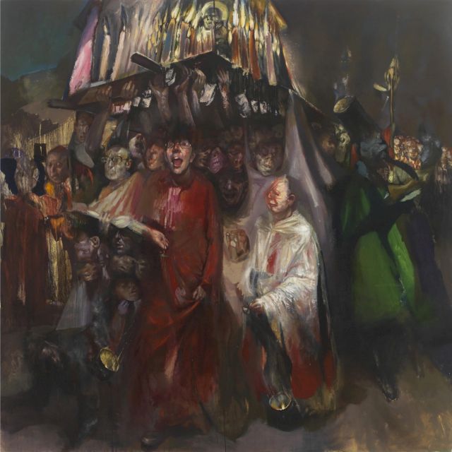 Tassos Missouras, Litany, 1994, oil on canvas, 180 x 180 cm. The Sotiris Felios Collection. Photo: Vaharidis Studio