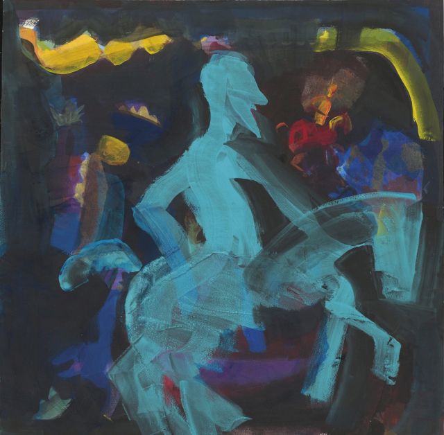 Alexis Kyritsopoulos, Ghost of a knight, 2010, acrylic on cardboard, 60 x 78 cm. The Sotiris Felios Collection. Photo: Vaharidis Studio
