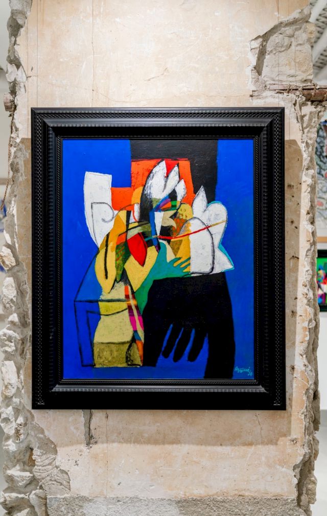 Dia Al Azzawi, Untitled, (1994) against the original wall of the RAK Art Foundation, Riffa, Kingdom of Bahrain, 2022