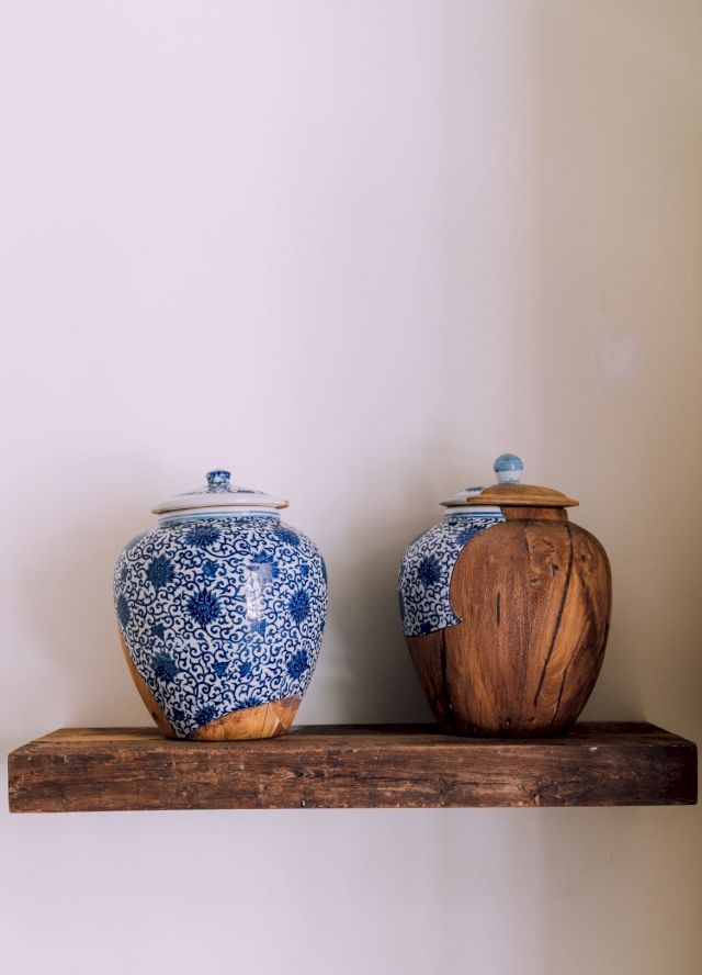 Sudarshan Shetty, Untitled, 2017, Recycled teak wood and found ceramics