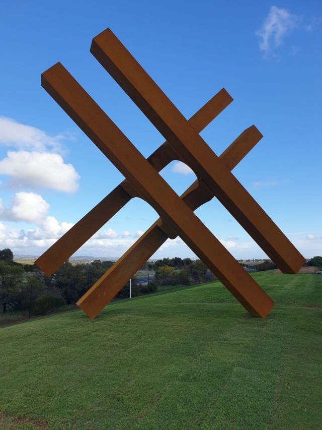 Greg Johns, End of the Line, Corten steel, 2019, 600 cm high, Collection: Ahrens Steel, South Australia