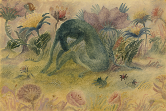 Lera Dubitskaya, New Beast, 2021, oil on paper, 21 x 14 cm