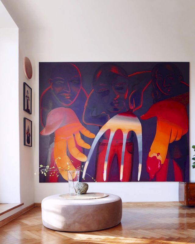 Karolina Jabłońska, Grill, 2018, oil on canvas, 200 x 250 cm; Paweł Matyszewski; Paweł Eibel