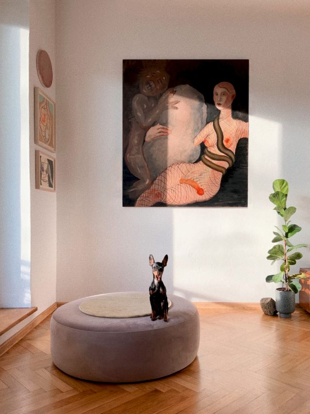 Agata Słowak, Love (self portrait), 2019, oil on canvas, 140 x 120 cm; Paweł Matyszewski; Jakub Julian Ziółkowski