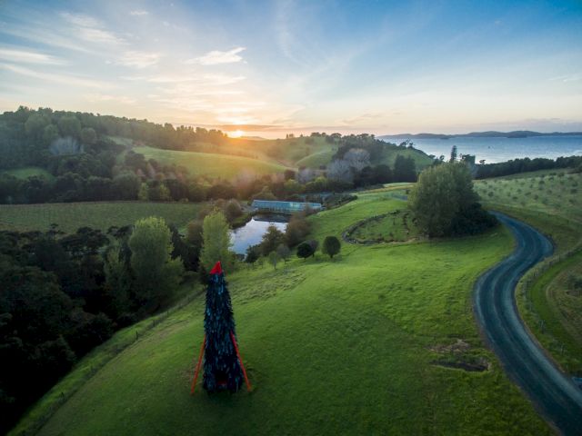 Sunrise at Brick Bay Wines and Sculpture Trail - an open-air gallery featuring contemporary sculptures by New Zealand’s leading artists.