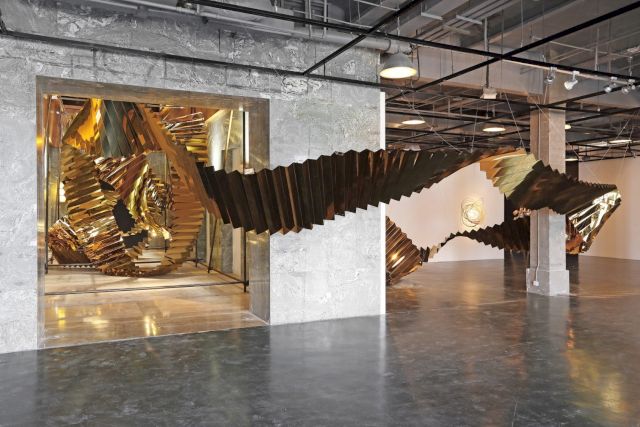 Gao Weigang, NO WAY!, 50 stairs, stainless steel, titanium, 2013