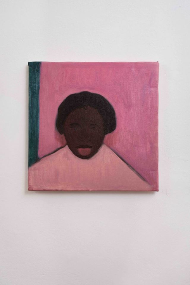 Sahara Longe, Pink and green sketch, 2021, oil on jute, 40 x 40 cm