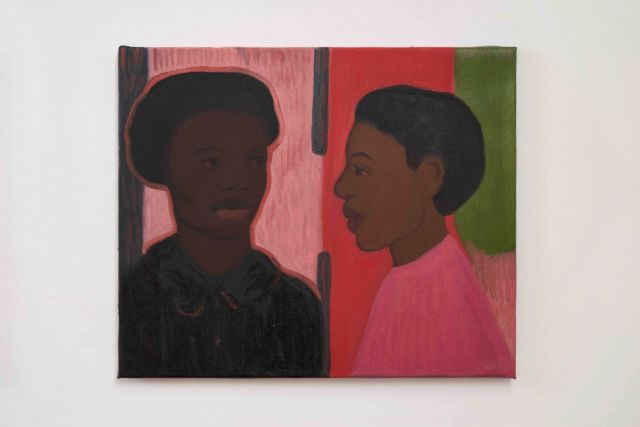 Sahara Longe, Quick chat, 2021, oil on jute, 50 x 40 cm