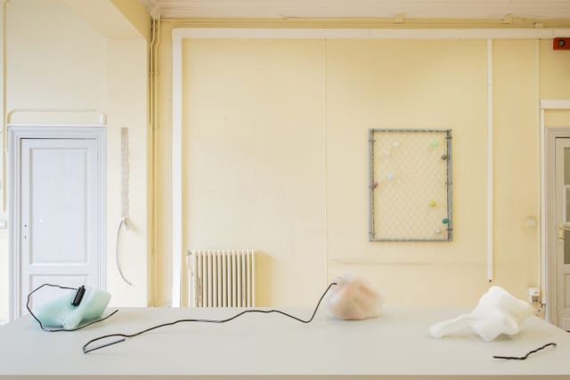 (front) VALERIE SNOBECK, Reservoirs with Stains,, 2015; SERGIO VERASTEGUI, A Single Vertical Line, 2014; EVAN ROBERTS, Field No.12, 2015