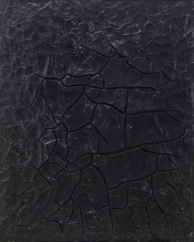 ALBERTO BURRI, Nero Cretto, 1974. Courtesy Giovanni & Anna Pia Mazzoleni