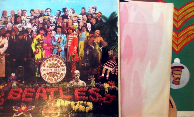 PETER BLAKE is most famous for designing the cover of the Beatles’ album "Sgt. Pepper’s Lonely Hearts Club Band". First U.S. pressing with inner sleeve and cut-outs insert (1967)