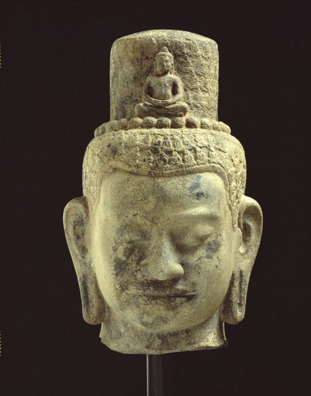 Head of Avalokiteshvara, Bayon, 12th-13th Century. Courtesy of The Feuerle Collection
