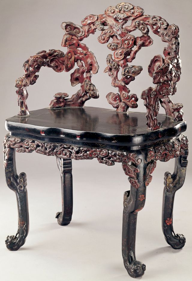 A Carved Chair with Lingzhi Motifs, China, Early Qing dynasty, 17th century