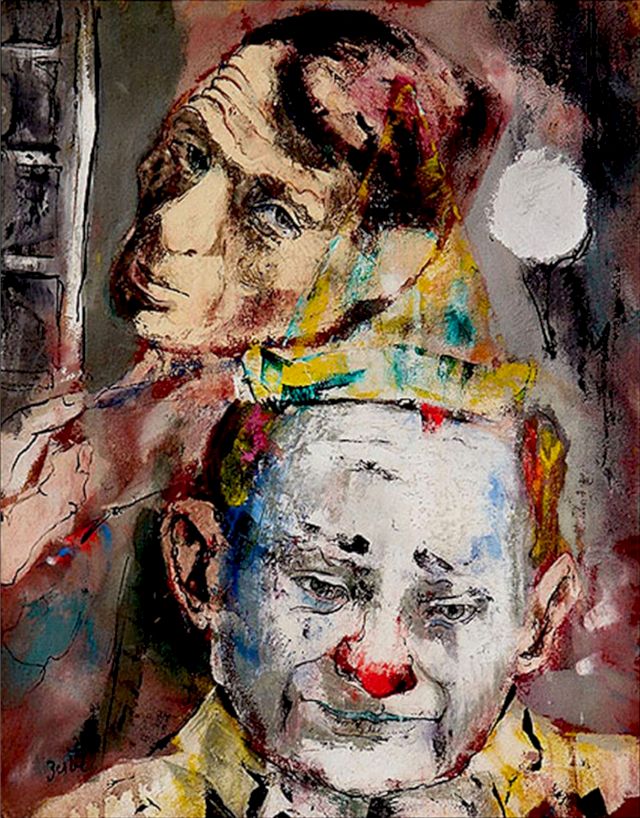 KARL ZERBE, Self Portrait with Clown 1945