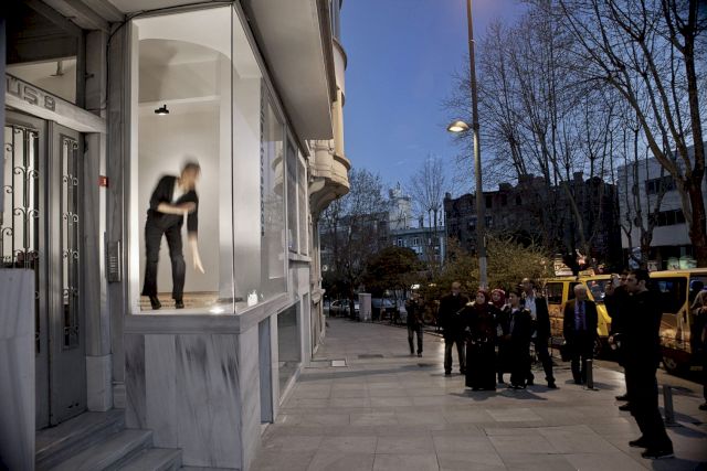 JULIEN BISMUTH, Mime Works I-IV, 2010, from the exhibition "Mime Works from the Gensollen Collection, with a performance by Gregg Goldston" at collectorspace, 2013. Photo: Sevim Sancaktar