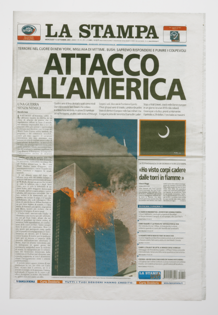 HANS-PETER FELDMANN, 9/12 Frontpage, 2001. Courtesy the artist and Fondazione Sandretto Re Rebaudengo