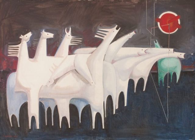KADHIM HAYDER, Fatigued Ten Horses Converse with Nothing (The Martyrs Epic), 1965. Courtesy Barjeel Art Foundation, Sharjah