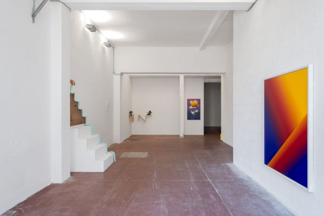 JÉRÉMIE BOYARD Composition, 2015; CHASON MATTHAMS sdf copy, 2015; CORY ARCANGEL Photoshop CS : 58 by 48 inches, 300 DPI, RGB, square pixels, default gradient "Blue, Red, Yellow", mousedown y=15350 x=12150,mouseup y=10100 x=7750 ; tool "Wand", select y=4750 x5200, tolerance=100, contiguous=off ; default gradient "Blue, Red, Yellow", mousedown y=9200 x=1200, mouseup y=2300 x=10500., 2014. Courtesy the artists