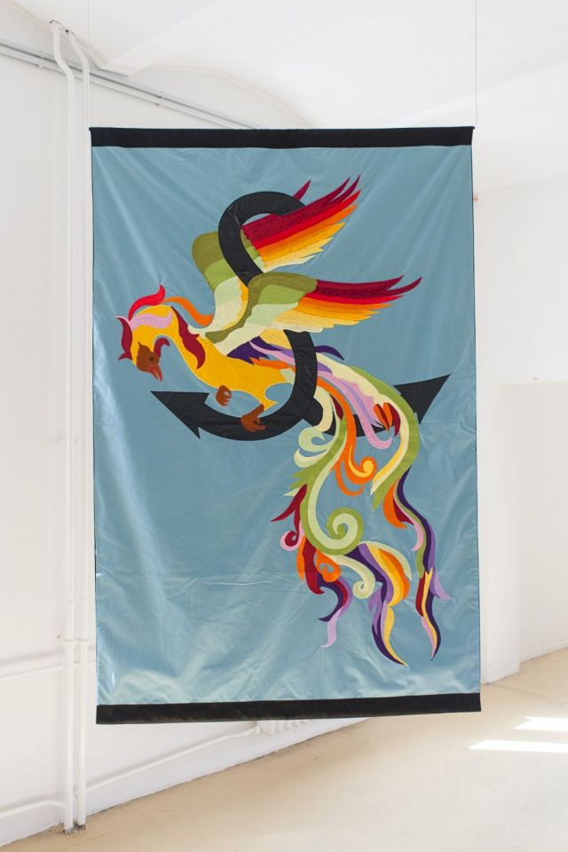 Simorgh Solidarność Putting the mythical Persian bird at the heart of the Polish Resistance movement’s S as anchor. Instead of the royal eagle, which was banned from official Polish symbols during Communist rule, the Simorgh points to less doctrinaire, more mystical understanding of Islam, as the Simorgh featured heavily in literary works such as Ferdowsi’s Shahnameh and Attar’s Conference of the Birds. SLAVS AND TATARS, Dig the Booty. Courtesy of Slavs and Tatars SLAVS AND TATARS, Dig the Booty. Courtesy of Slavs and Tatars