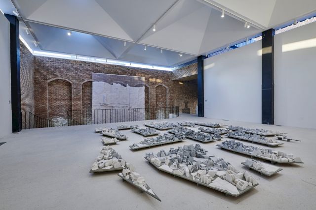 Installation view of NAZGOL ANSARINIA, The Room Becomes a Street, 2019, at Argo Factory, Pejman Foundation, Tehran. Photo: Hamid Eskandari & Shima Mirsaeidi