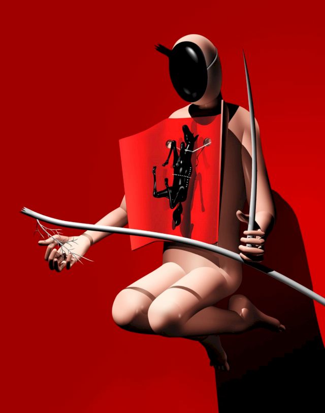 Yves Netzhammer, Björn Melhus, ’Die umgekehrte Rüstung’, 2002. Courtesy the artists