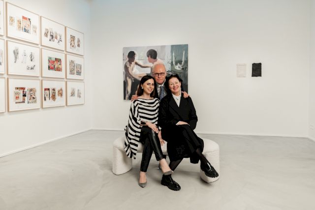 Benedicte Goesaert, Frédéric de Goldschmidt and Chantal Pattyn at the Opening of Rooms of Resonance © Killian Jouffroy