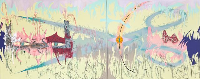 Jakub Hošek, The Great Display of Teeth and Fur, acrylic cut painting on canvas, 120 x 300 cm, 2011. Photo courtesy of the artist and Havrlant Art Collection