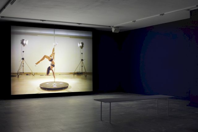 Tarek Lakhrissi, Spiraling, 2021, video, 7′00″, color, sound. Installation view, DOUBLE FEATURE: TAREK LAKHRISSI, JSF Berlin. Photo: Robert Hamacher