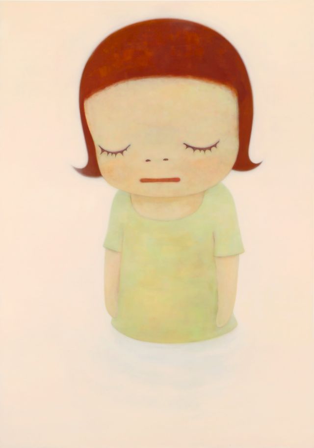 Yoshitomo Nara, In the Milky Lake / Thinking One, 2011, Acryl auf Leinwand, 259.2 x 181.8 cm Private collection, courtesy of Frahm & Frahm © Yoshitomo Nara, courtesy Yoshitomo Nara Foundation