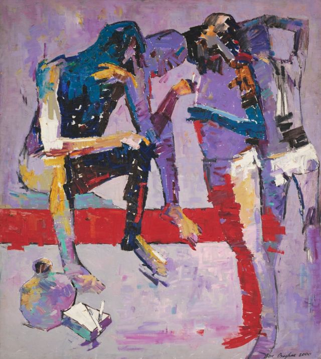 Ben Osaghae, 'The Return of the Lean Dogs', Oil on Canvas, 2000. Photo: Courtesy of Yemisi Shyllon Museum of Art